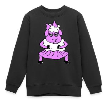 mouton fille femme femme jolie fatiguée jupe de danse - Sweat Premium enfant bio - noir - Devant - AI Model Kid Female (0cm)