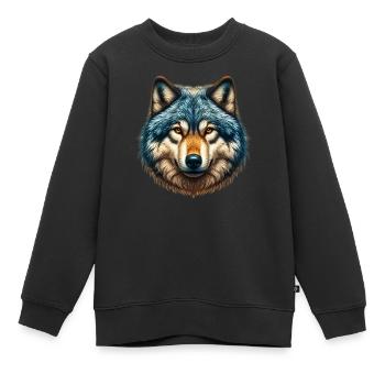 Wolf - Kinder Premium Organic Sweatshirt - Schwarz - Vorne - AI Model Kid Female (0cm)