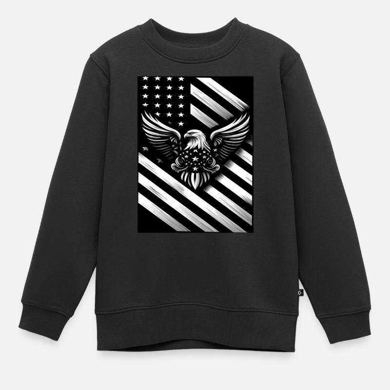 Drapeau US blanc et noir - Sweat Premium enfant bio - noir