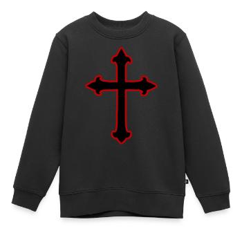 Croix Symbole Christianisme - Sweat Premium enfant bio - noir - Devant - AI Model Kid Female (0cm)