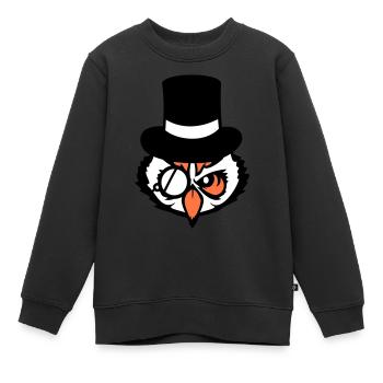 Sir Eule Zylinder Hut Monokel Brille reicher Herr - Kinder Premium Organic Sweatshirt - Schwarz - Vorne - AI Model Kid Female (0cm)