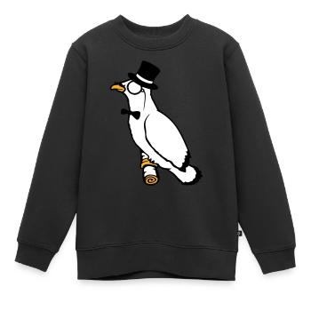 Sir Vogel Zylinder Hut Monokel Brille reicher Herr - Kinder Premium Organic Sweatshirt - Schwarz - Vorne - AI Model Kid Female (0cm)