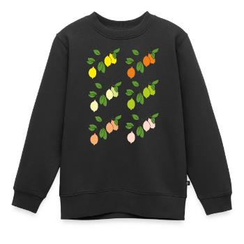 zitrusfruechte zweige - Kinder Premium Organic Sweatshirt - Schwarz - Vorne - AI Model Kid Female (0cm)