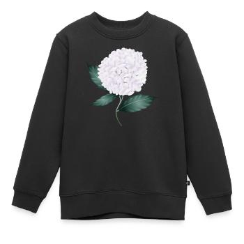 Weiße Hortensienblüte – Eleganz und Leichtigkeit - Kinder Premium Organic Sweatshirt - Schwarz - Vorne - AI Model Kid Female (0cm)