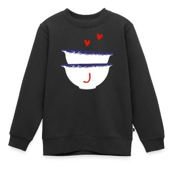 Lettre J bols breton - Sweat Premium enfant bio - noir - Devant - AI Model Kid Female (0cm)