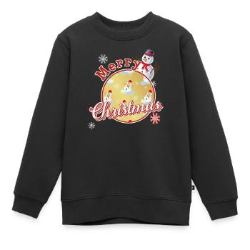 Joyeux Noël Anglais avec Bonhommes de Neige - Sweat Premium enfant bio - noir - Devant - AI Model Kid Female (0cm)