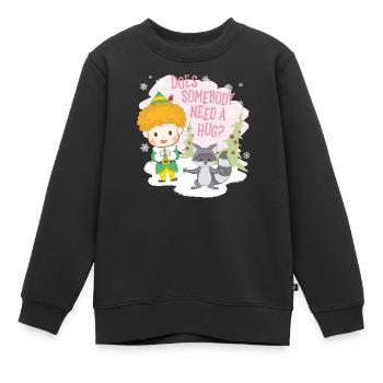 Buddy Der Weihnachtself Mit Spruch Und Waschbär - Kinder Premium Organic Sweatshirt - Schwarz - Vorne - AI Model Kid Female (0cm)