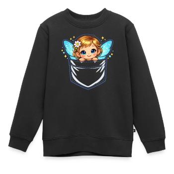 Portail de la Poche des Anges - Sweat Premium enfant bio - noir - Devant - AI Model Kid Female (0cm)