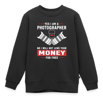 Humor-Fotograf - Kinder Premium Organic Sweatshirt - Schwarz - Vorne - AI Model Kid Female (0cm)