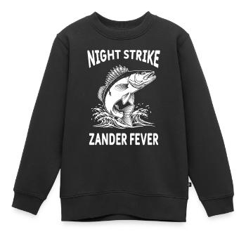 Pêche Rivière Sandre Night Strike - Sweat Premium enfant bio - noir - Devant - AI Model Kid Female (0cm)