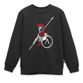 Spartiate Garde Royale Mascotte Spartan Shield - Sweat Premium enfant bio - noir - Devant - AI Model Kid Female (0cm)