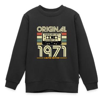 Original 1971 Retro Hits Cassette - Sweat Premium enfant bio - noir - Devant - AI Model Kid Female (0cm)