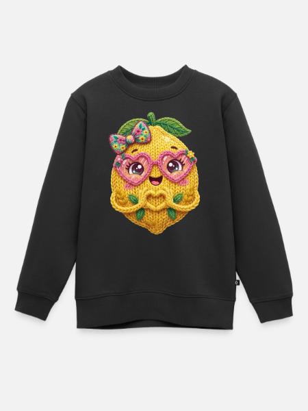 Zitrone Herz - Kinder Premium Organic Sweatshirt - Schwarz