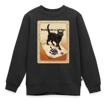 Je t’ai écrit une lettre, chat - Sweat Premium enfant bio - noir - Devant - AI Model Kid Female (0cm)