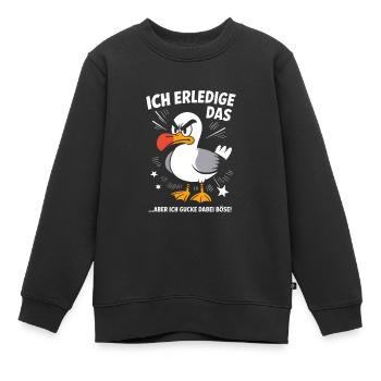 Möwe Seevogel Nen scheiss muss ich - Kinder Premium Organic Sweatshirt - Schwarz - Vorne - AI Model Kid Female (0cm)