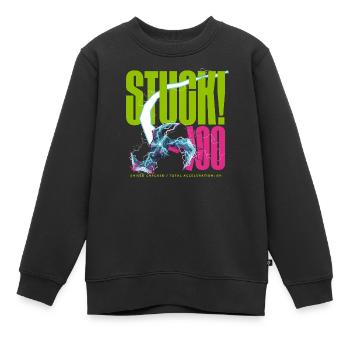 COINCÉ ! Bouclier 100 fissuré - Sweat Premium enfant bio - noir - Devant - AI Model Kid Female (0cm)