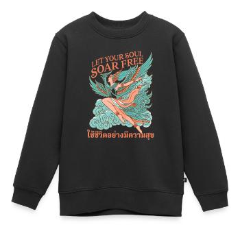 Seelenflug: Flügelnde Freiheit - Kinder Premium Organic Sweatshirt - Schwarz - Vorne - AI Model Kid Female (0cm)