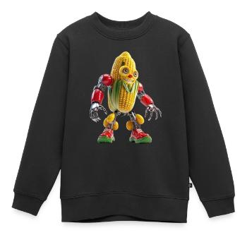 Corn Robot : Gadget végétar coloré - Sweat Premium enfant bio - noir - Devant - AI Model Kid Female (0cm)