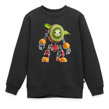 Kiwi-Fruchtroboter mit Chromgliedmaßen - Kinder Premium Organic Sweatshirt - Schwarz - Vorne - AI Model Kid Female (0cm)