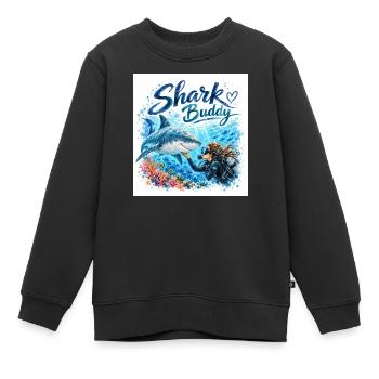 Shark Buddy Unterwasserfreund - Kinder Premium Organic Sweatshirt - Schwarz - Vorne - AI Model Kid Female (0cm)