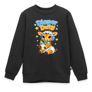 Windeldienst-Giraffenbaby - Kinder Premium Organic Sweatshirt - Schwarz - Vorne - AI Model Kid Female (0cm)