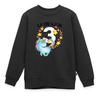 Geburtstag 3 Jahre Junge Mädchen Zahl Drei Einhorn - Kinder Premium Organic Sweatshirt - Schwarz - Vorne - AI Model Kid Female (0cm)