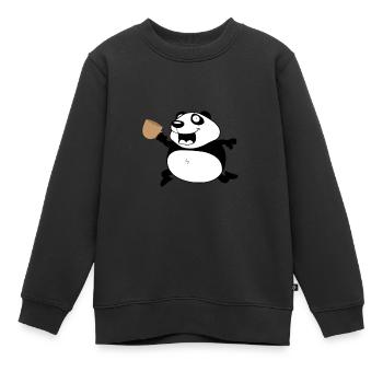 Panda mit Kaffee aufgeregt Koffein Schock - Kinder Premium Organic Sweatshirt - Schwarz - Vorne - AI Model Kid Female (0cm)