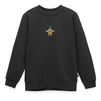 Sportliche Ananas mit Hanteln - Kinder Premium Organic Sweatshirt - Schwarz - Vorne - AI Model Kid Female (0cm)
