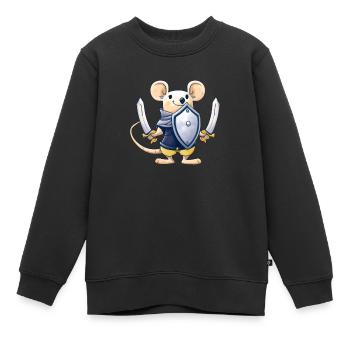 Mignon souris Kawaii Sword Shield Knight - Sweat Premium enfant bio - noir - Devant - AI Model Kid Female (0cm)