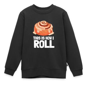 Cinnamon Roll Cinnamon Buns And Cinnamon Swirl - Sweat Premium enfant bio - noir - Devant - AI Model Kid Female (0cm)