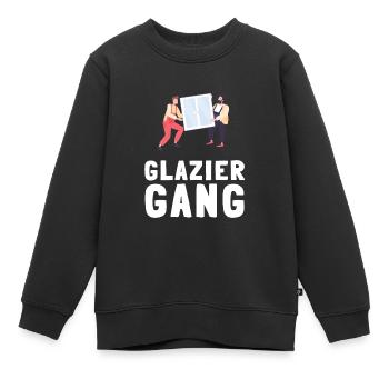 Verre de vitrier ajusteur et vitre de sertisseur de verre - Sweat Premium enfant bio - noir - Devant - AI Model Kid Female (0cm)