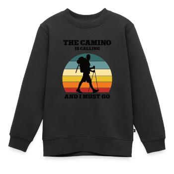 Pilgern Pilger Wandern Wanderer Camino Jakobsweg - Kinder Premium Organic Sweatshirt - Schwarz - Vorne - AI Model Kid Female (0cm)