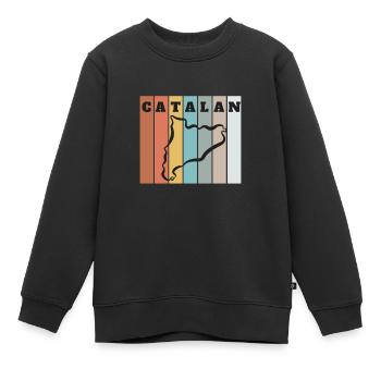 Bandera Independentista Catalana Estelada Negra - Sweat Premium enfant bio - noir - Devant - AI Model Kid Female (0cm)