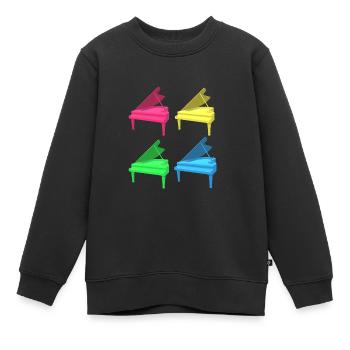 Licence de synchronisation Musique Baby Grand Piano - Sweat Premium enfant bio - noir - Devant - AI Model Kid Female (0cm)
