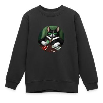 Cats Playing Cards - Kids Premium Organic Sweatshirt - black - Front - AI Model Kid Female (0cm)