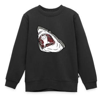 Chat mangeur de requins - Sweat Premium enfant bio - noir - Devant - AI Model Kid Female (0cm)