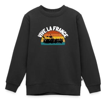 Fraternité Liberte Egalite Français Révolution - Sweat Premium enfant bio - noir - Devant - AI Model Kid Female (0cm)