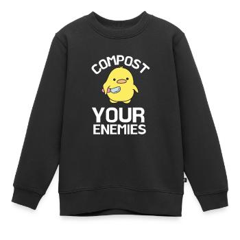 Compostez vos ennemis - Sweat Premium enfant bio - noir - Devant - AI Model Kid Female (0cm)