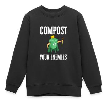 Compostez vos ennemis - Sweat Premium enfant bio - noir - Devant - AI Model Kid Female (0cm)