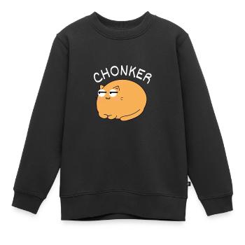 Chonk Cat Obésité - Sweat Premium enfant bio - noir - Devant - AI Model Kid Female (0cm)