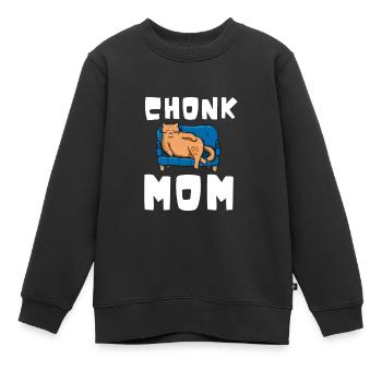 Chonk Cat Obésité - Sweat Premium enfant bio - noir - Devant - AI Model Kid Female (0cm)