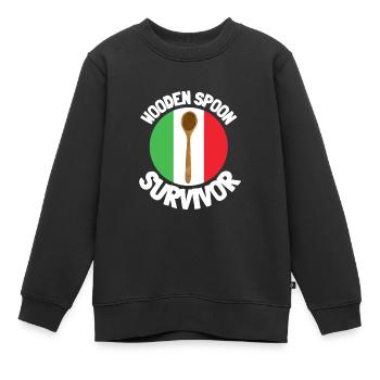 J’ai survécu à la cuillère de bois - Parenting - Sweat Premium enfant bio - noir - Devant - AI Model Kid Female (0cm)
