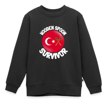 J’ai survécu à la cuillère de bois - Parenting - Sweat Premium enfant bio - noir - Devant - AI Model Kid Female (0cm)
