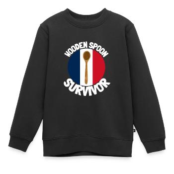 J’ai survécu à la cuillère de bois - Parenting - Sweat Premium enfant bio - noir - Devant - AI Model Kid Female (0cm)