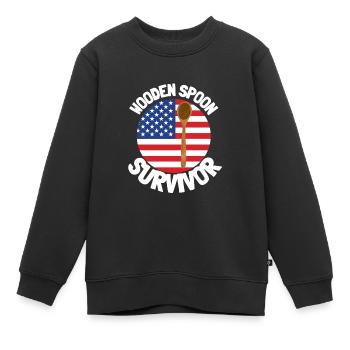 J’ai survécu à la cuillère de bois - Parenting - Sweat Premium enfant bio - noir - Devant - AI Model Kid Female (0cm)