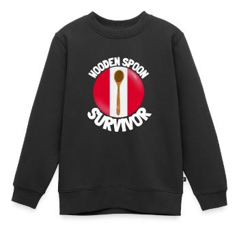 J’ai survécu à la cuillère de bois - Parenting - Sweat Premium enfant bio - noir - Devant - AI Model Kid Female (0cm)