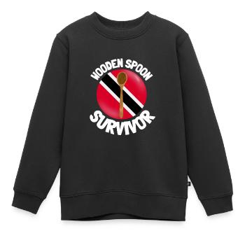 J’ai survécu à la cuillère de bois - Parenting - Sweat Premium enfant bio - noir - Devant - AI Model Kid Female (0cm)