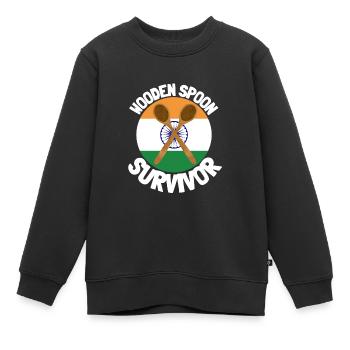 J’ai survécu à la cuillère de bois - Parenting - Sweat Premium enfant bio - noir - Devant - AI Model Kid Female (0cm)