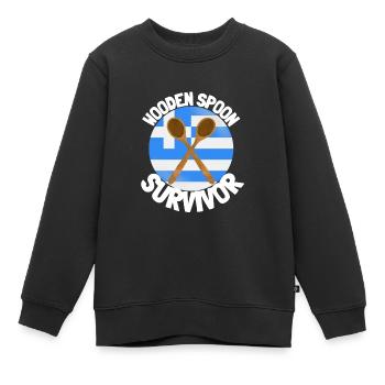 J’ai survécu à la cuillère de bois - Parenting - Sweat Premium enfant bio - noir - Devant - AI Model Kid Female (0cm)