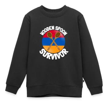 J’ai survécu à la cuillère de bois - Parenting - Sweat Premium enfant bio - noir - Devant - AI Model Kid Female (0cm)